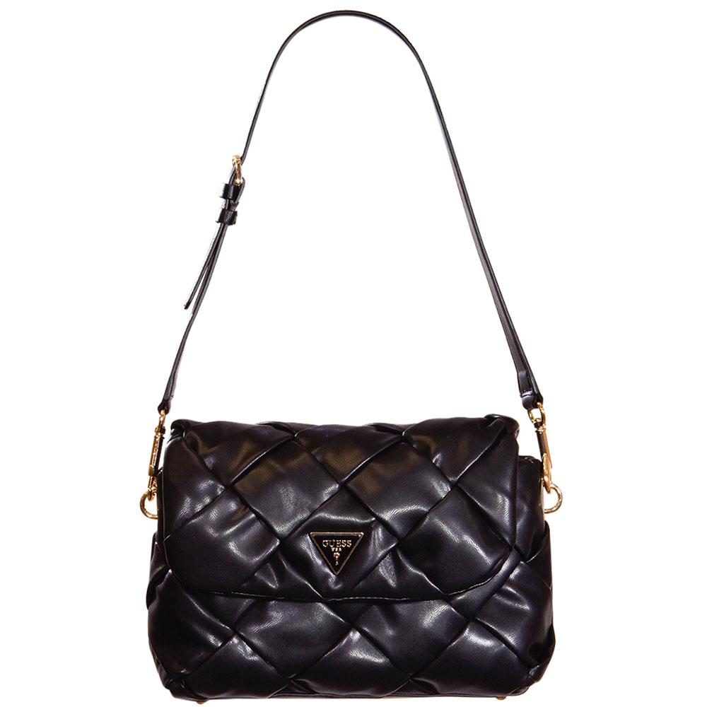 Guess Women`s Zaina Handbag Flap Shoulder Bag Black