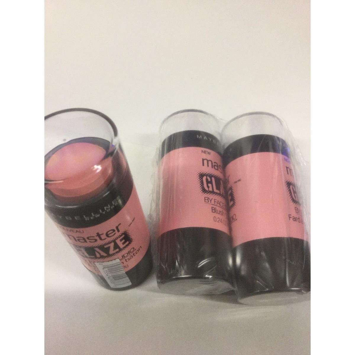 3 X Maybelline Master Glaze by Face Studio Blush Stick 10 Just - Pinched Pink