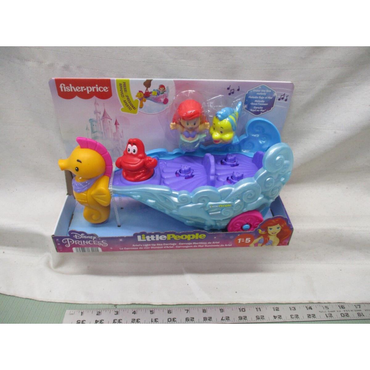 Fisher Price Little People Princess Ariel Sebastian Light up Sea Carriage