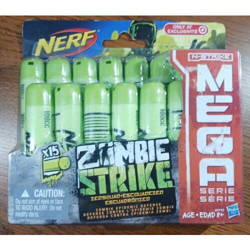 Htf Rare Nerf Zombie Strike Mega Green 15pack Target Refill Ammo Darts N-strike