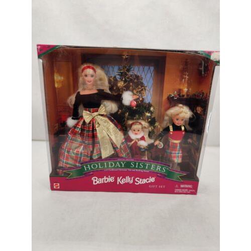 Vntg 1999 Holiday Sisters Barbie Gift Set Barbie Kelly Stacie Dolls Mattel