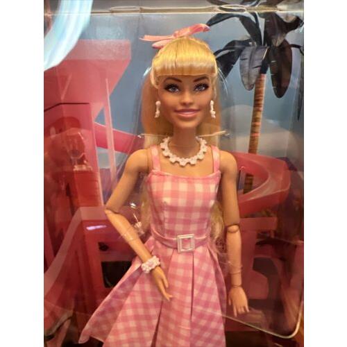 Barbie The Movie Doll Margot Robbie In Pink White Checked Dress Nrfb Blonde 2023