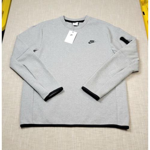 Nike Tech Fleece Sweatshirt Large Mens Gray Black Crewneck Sweater