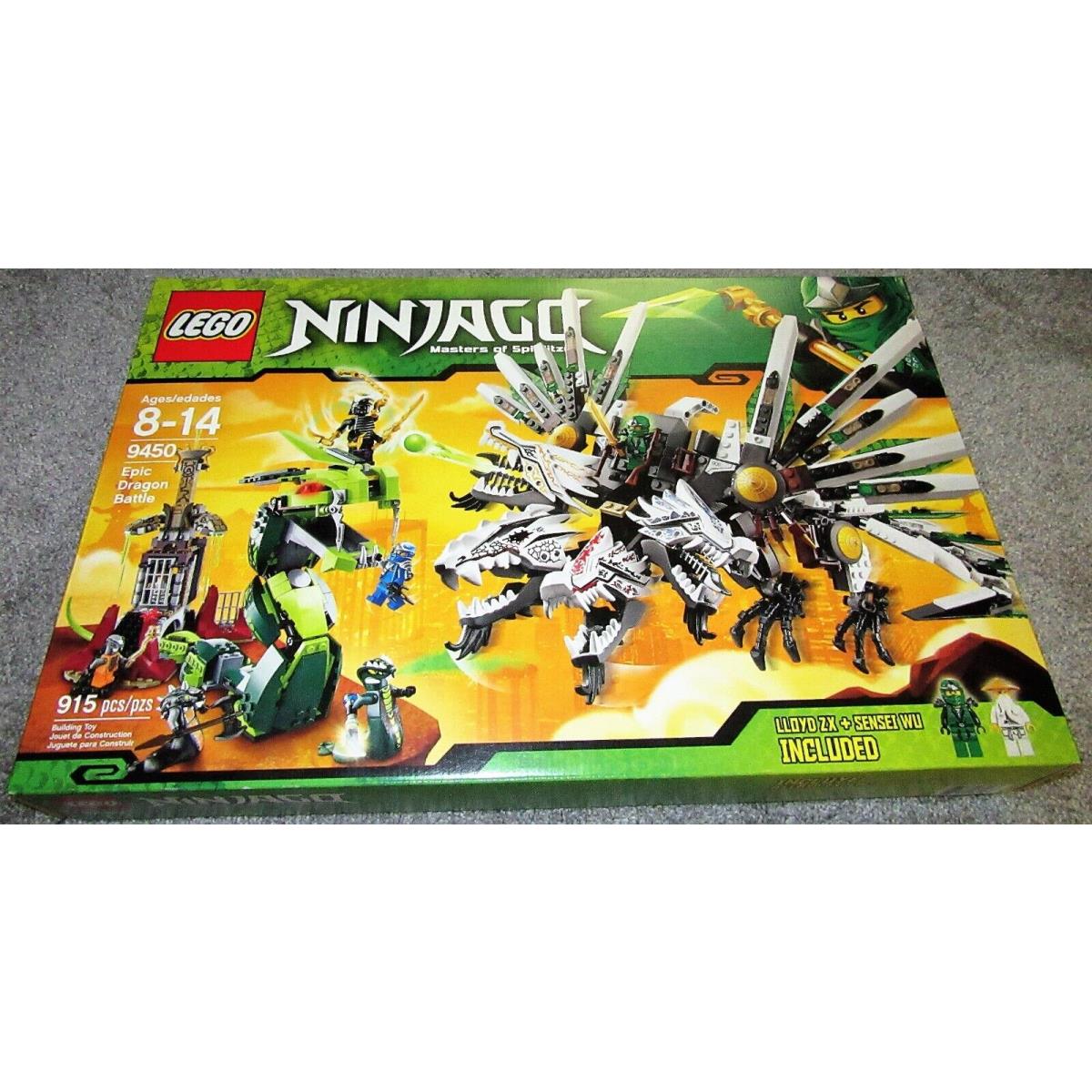 Lego Ninjago 9450 Epic Dragon Battle Retired Nisb 7 Minifigs 4 Headed Dragon