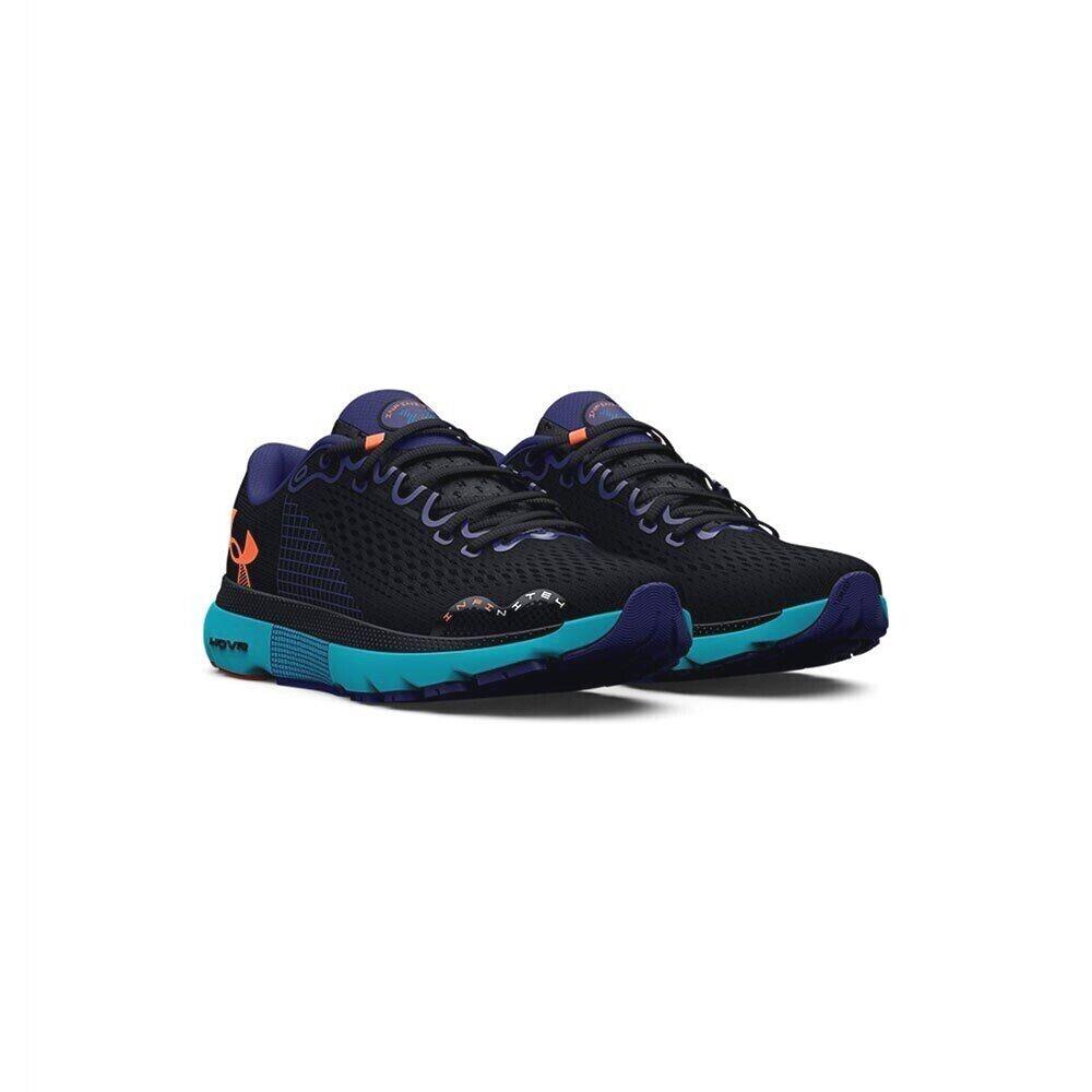 Men`s Under Armour 3024897 005 UA Hovr Infinite 4 Black/blue Sneakers Shoes - BLACK/BLUE