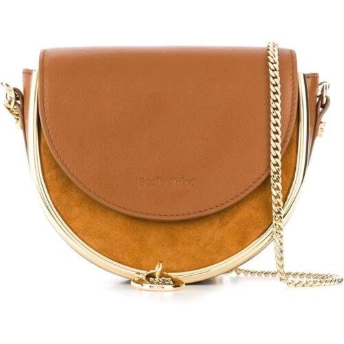 See By Chloe Women Mara 242- Chain Strap Leather Suede Shoulder Bag Caramello OS