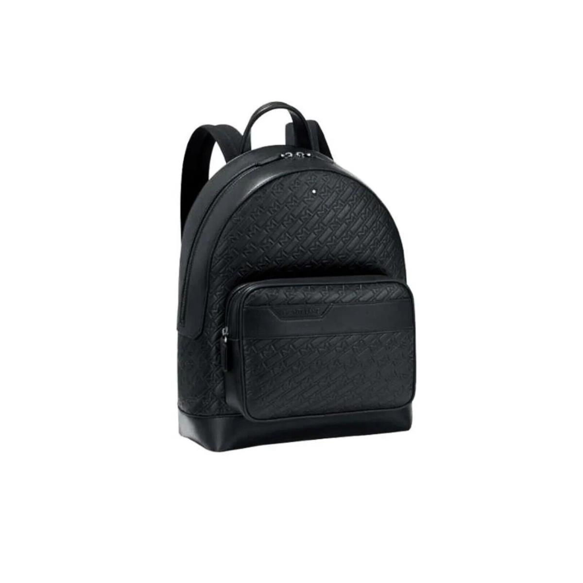 Montblanc M Gram 4810 Men Black Leather Embossed Logo Backpack 128618