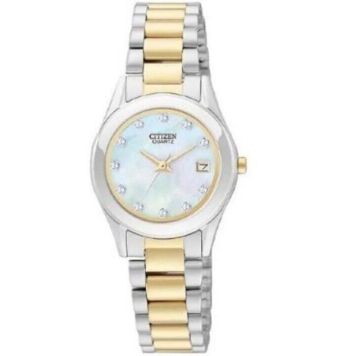 Citizen EU2664-59D Women`s Two-tone Swarovski Pearl White Dial 26mm Dress Watch