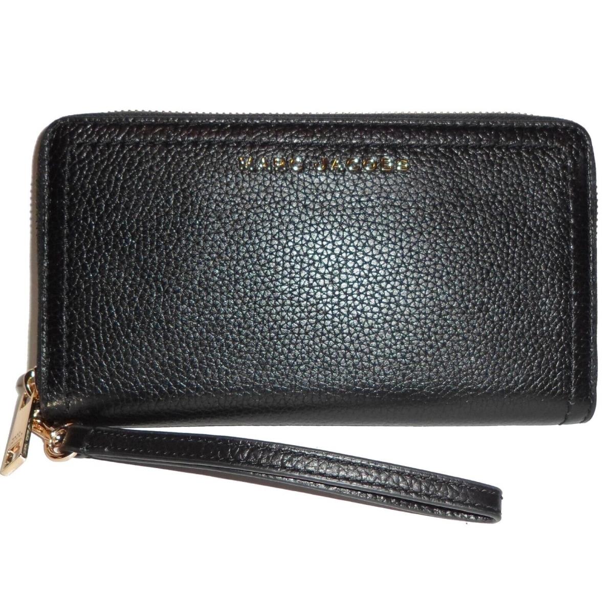 Marc Jacobs Black Leather Zip-around Clutch Wallet Wristlet