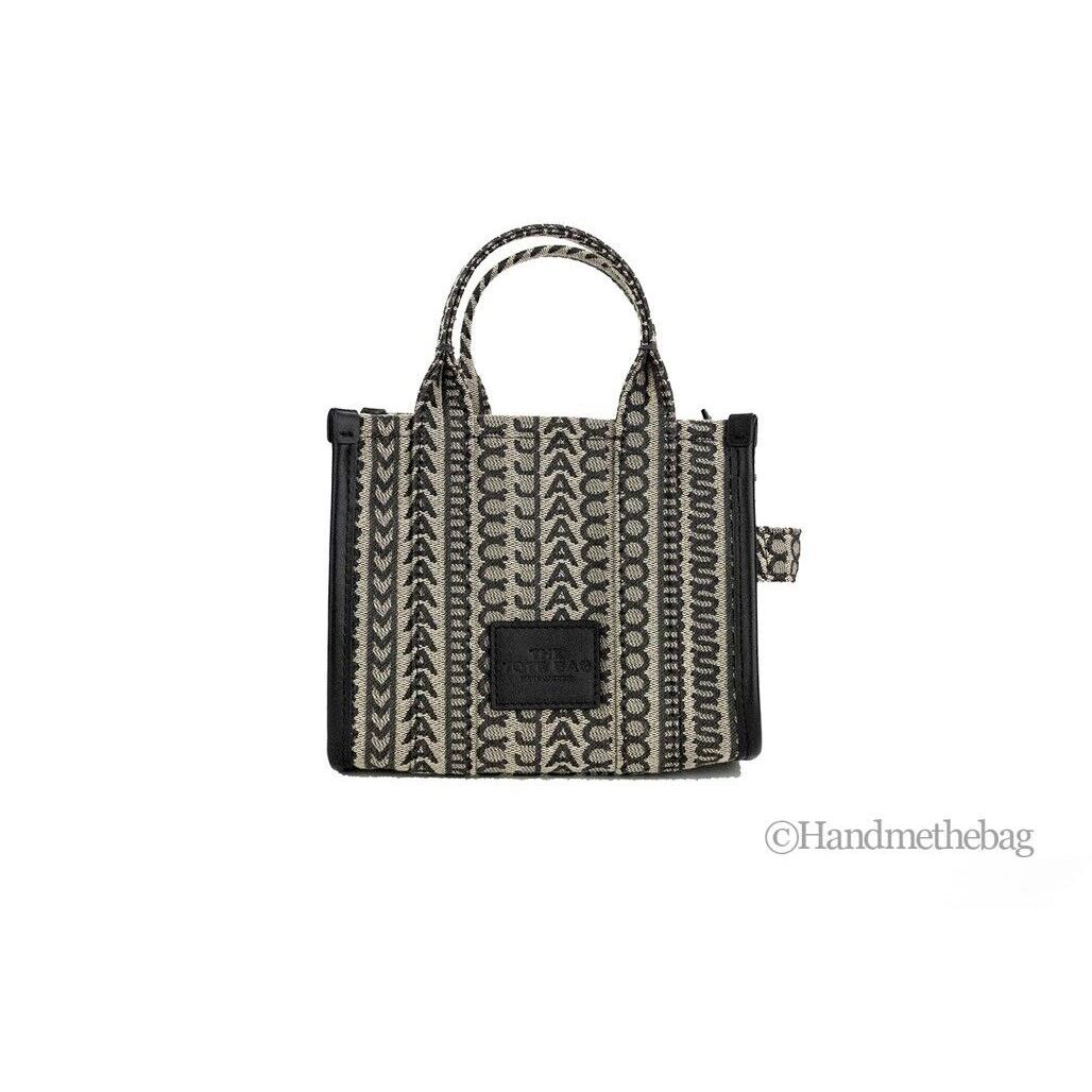 Marc Jacobs The Monogram Beige Mini Tote Woven Jacquard Canvas Crossbody Handbag