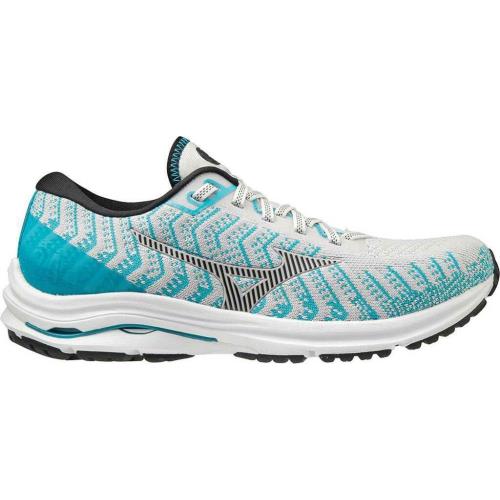 Women Mizuno Wave Rider 24 Waveknit Running Shoes Size 12 Grey Teal Aqua Green