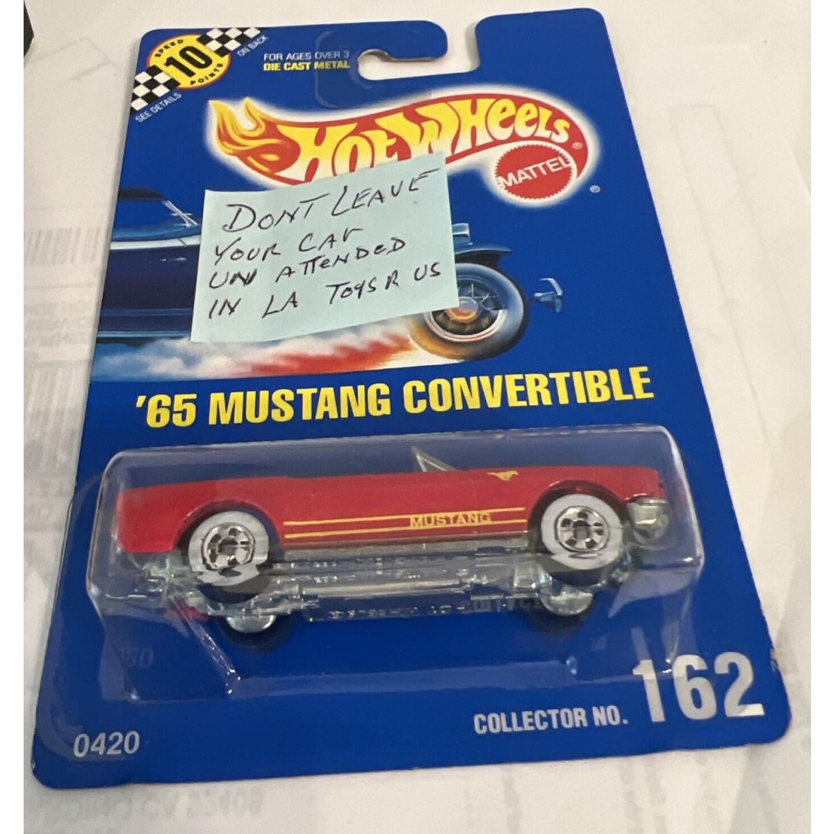 Vintage 1991 Hot Wheels 65 Mustang Convertible Collector 162 Rare Error Read