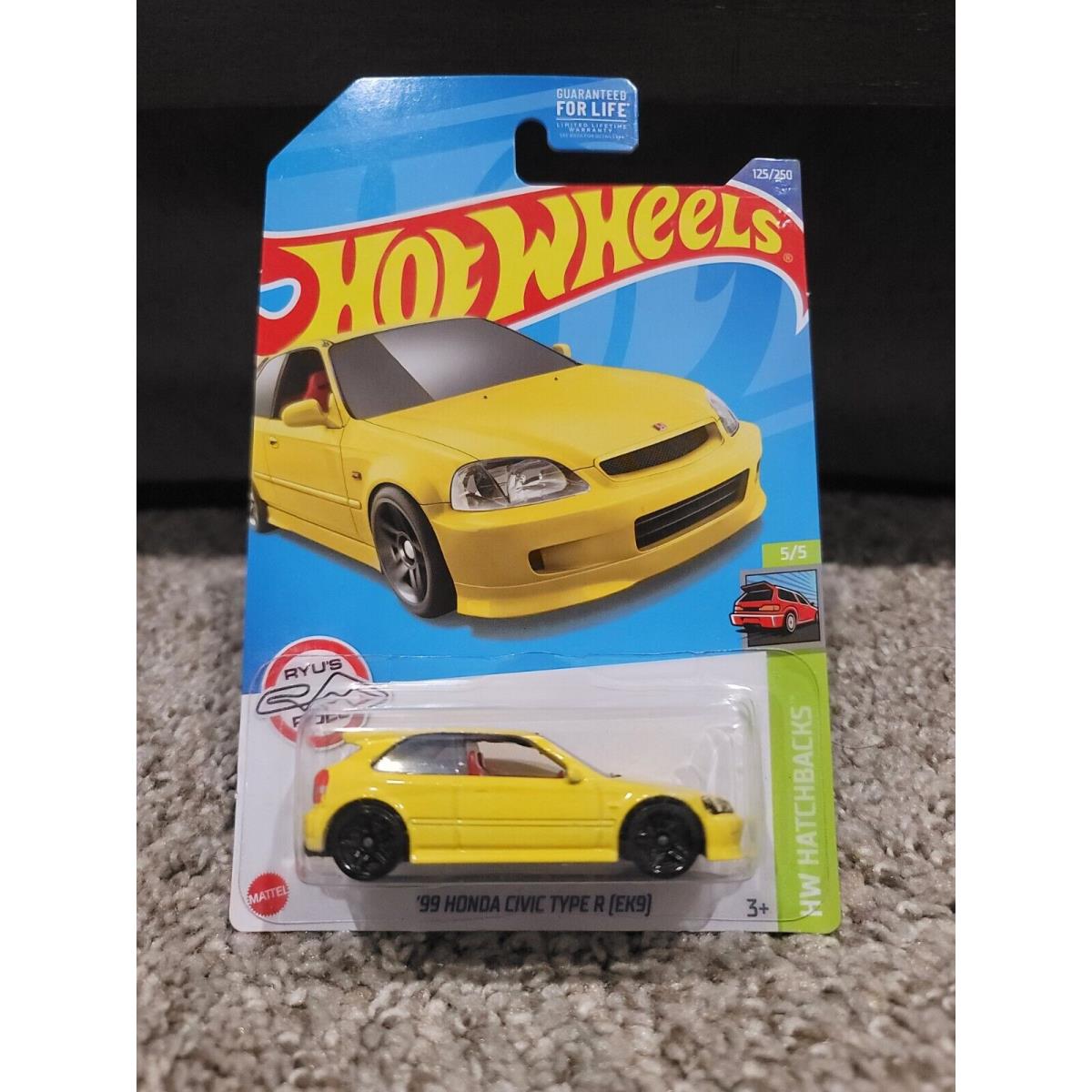 2022 Hot Wheels Yellow `99 Honda Civic Type R EK9 Error Missing Tampo