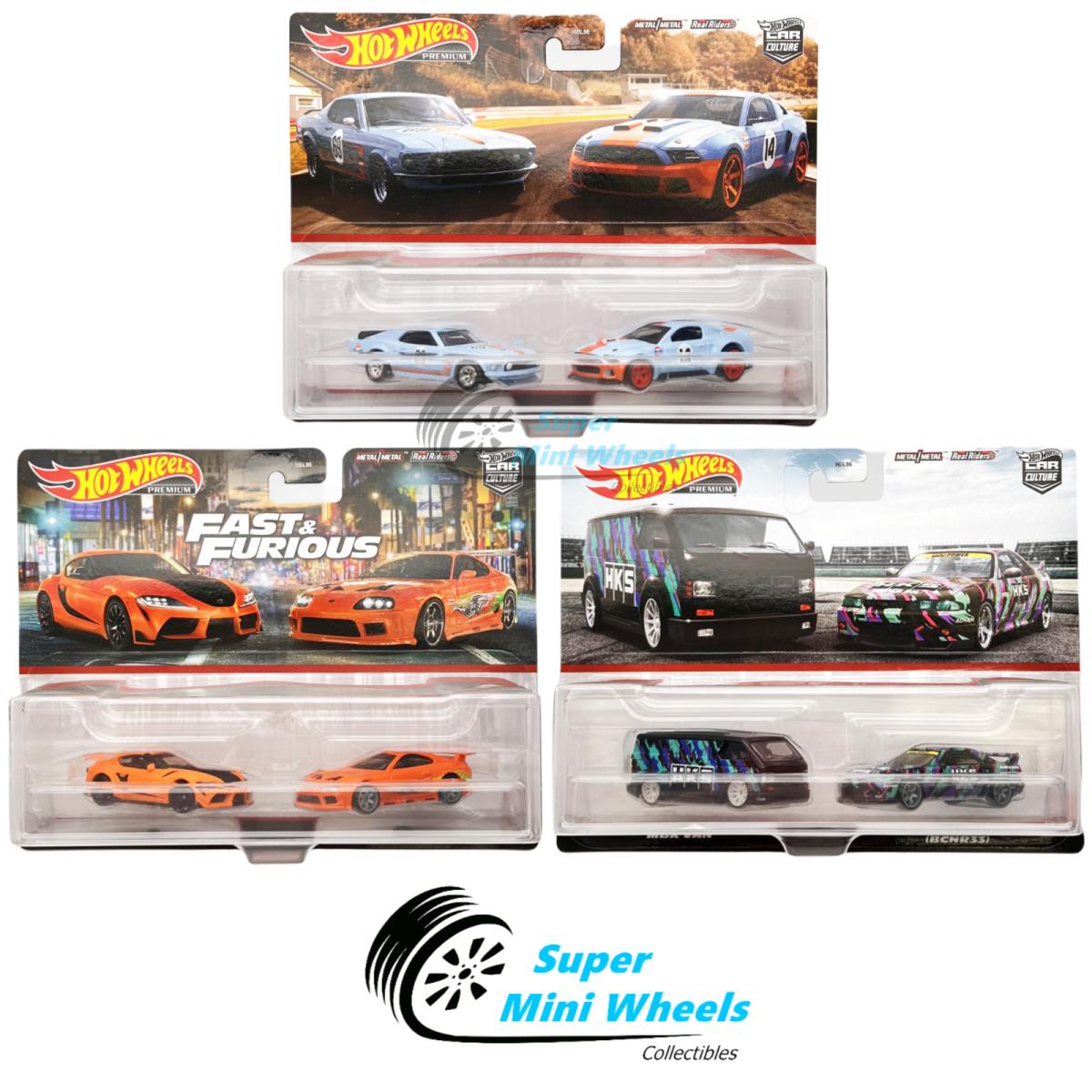 Hot Wheels Car Culture 2 Pack HBL96 H Case 3Pcs Set - Mustang / Supra / Gtr R32