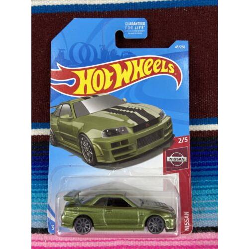 2019 Hot Wheels Nissan Skyline Gt-r BNR34 45/250 2/5 Olive Green - Jdm