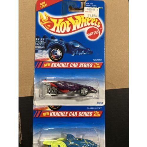 1995 Hot Wheels Krackle Car Series 1/2 Sharkruiser / Turboa Error Cars