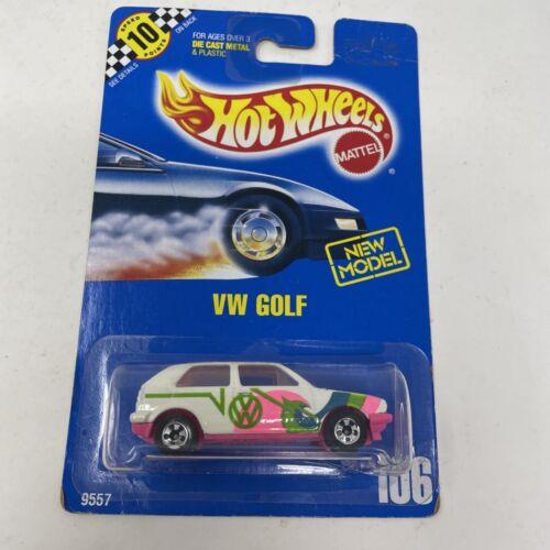 Hot Wheels Volkswagen VW Golf 106 Vintage 1990 Blue Card 1:64 White 5 Spoke