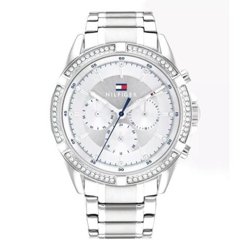 Tommy Hilfiger Women`s Stainless Steel Multi Dial Rhinestone Watch 40mm NO Box