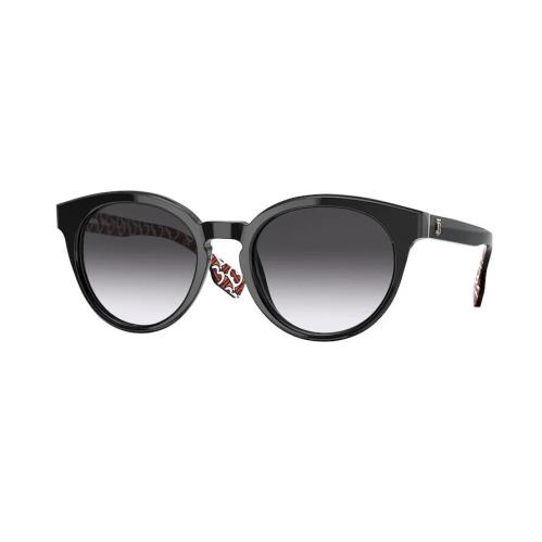 Burberry BE4326-F 38248G Round Shiny Black/gradient Smoke Sunglasses