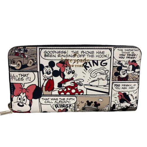 New Kate Spade Disney X Mickey Mouse Large Continental Wallet Multi