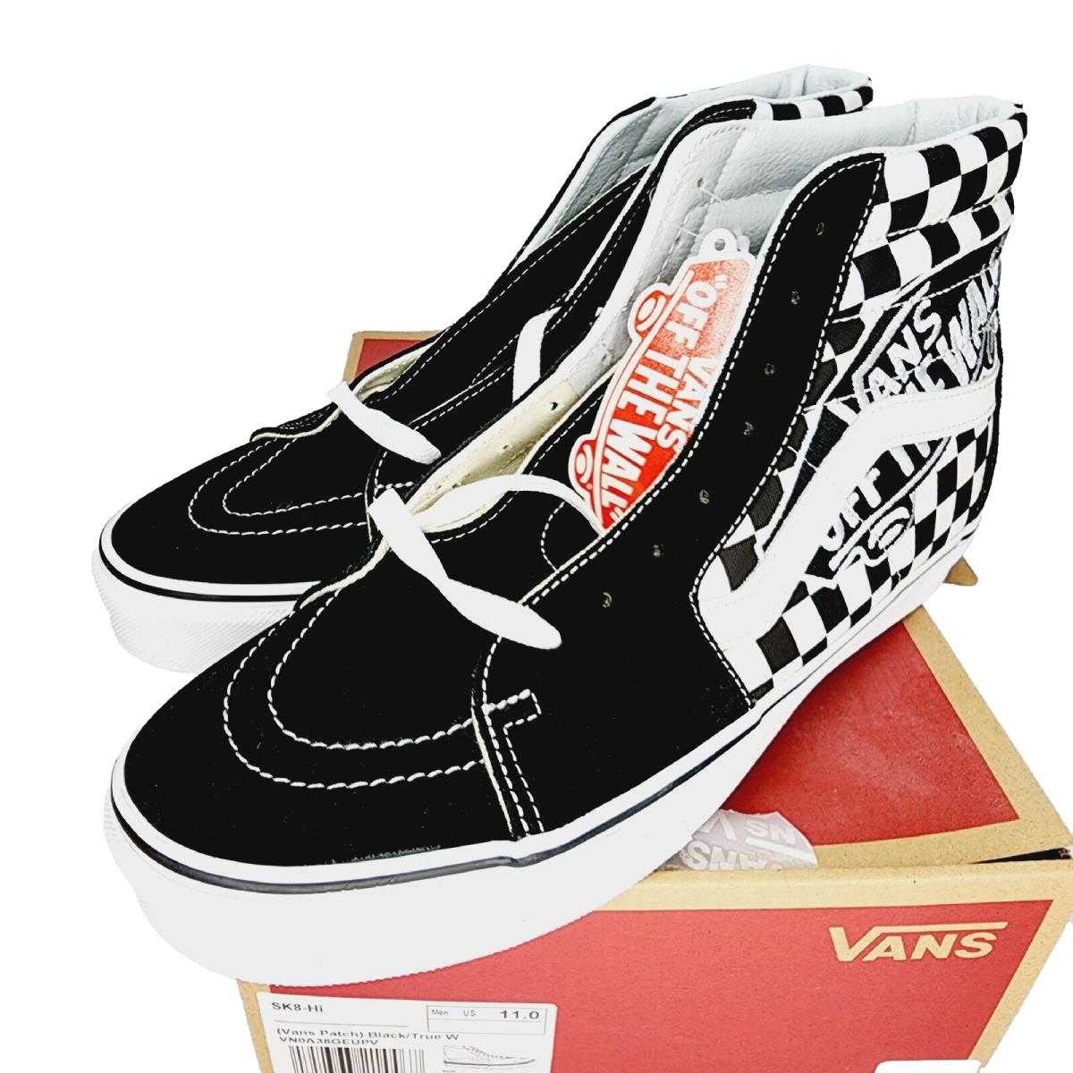 Vans Men s Shoes Size 11 Black White Checkerboard SK8 HI Patch Skateboard