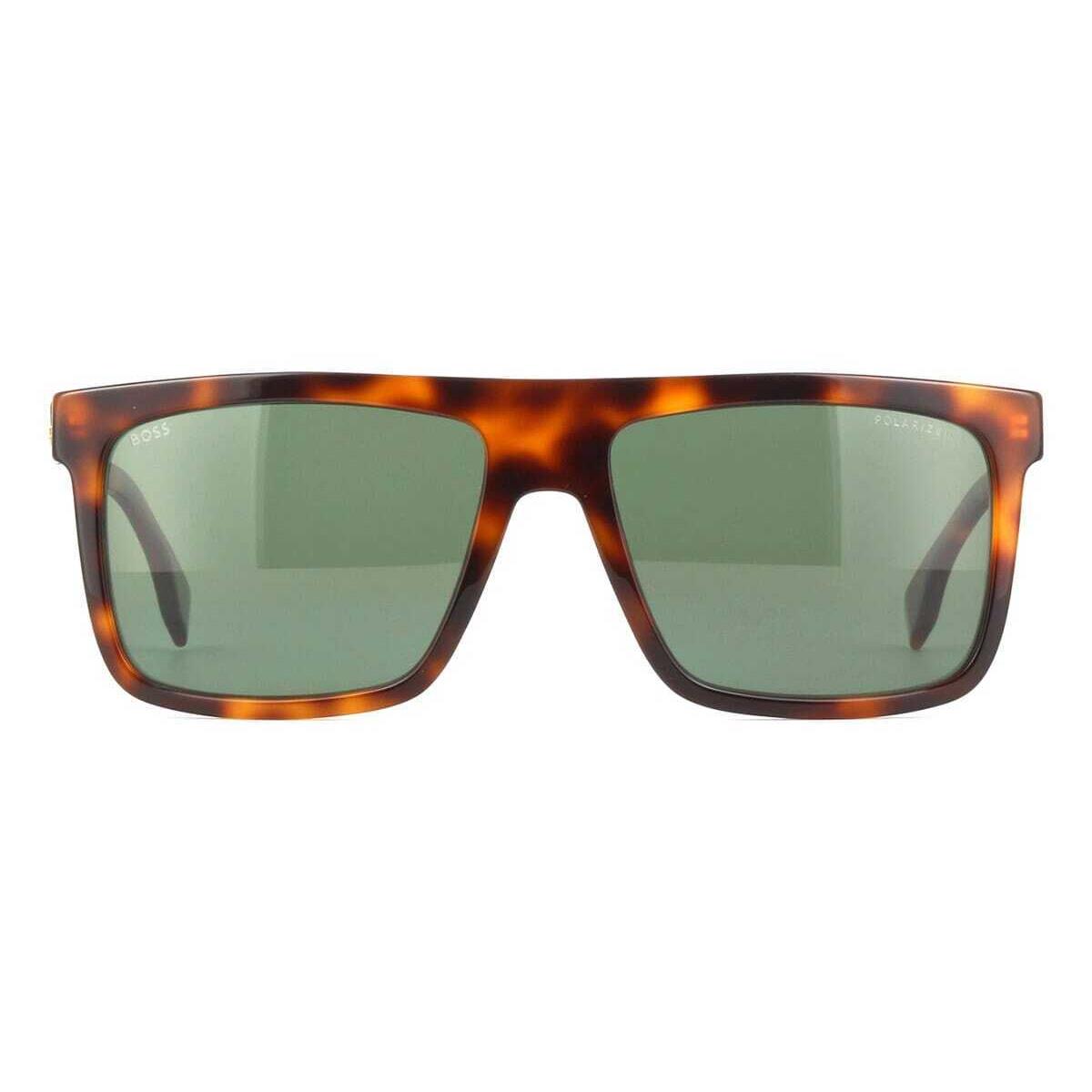 Hugo Boss Boss 1440/S 005L Sunglasses Havana Frame Green Polarized Lenses 59mm