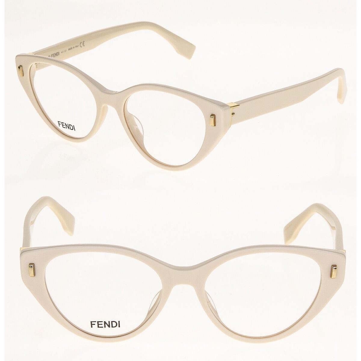 Fendi Roma 50020 Ivory Gold Logo Cat Eyeglasses Optical Frame 53 mm FE50020I