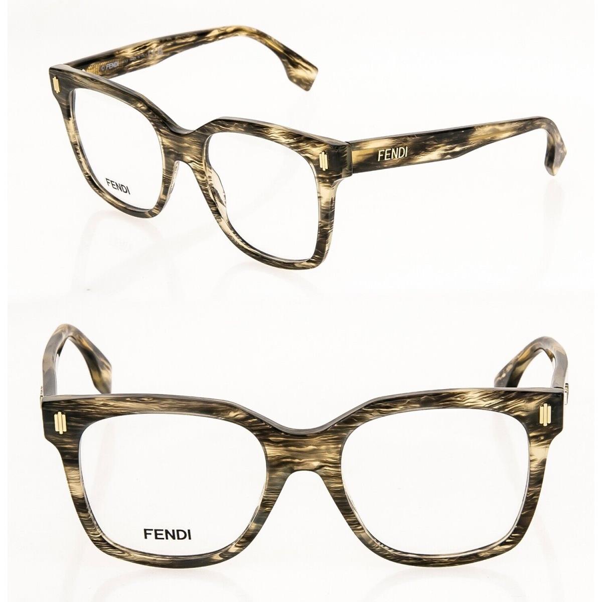 Fendi Roma 50054 Brown Stripe Eyeglasses Optical Frame 52mm FE50054I