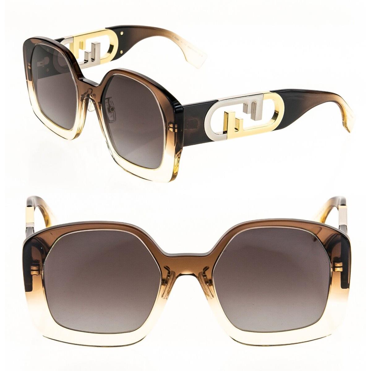 Fendi O`lock 40048 Beige Brown Fashion FF Dual Lock Logo Sunglasses FE40048F