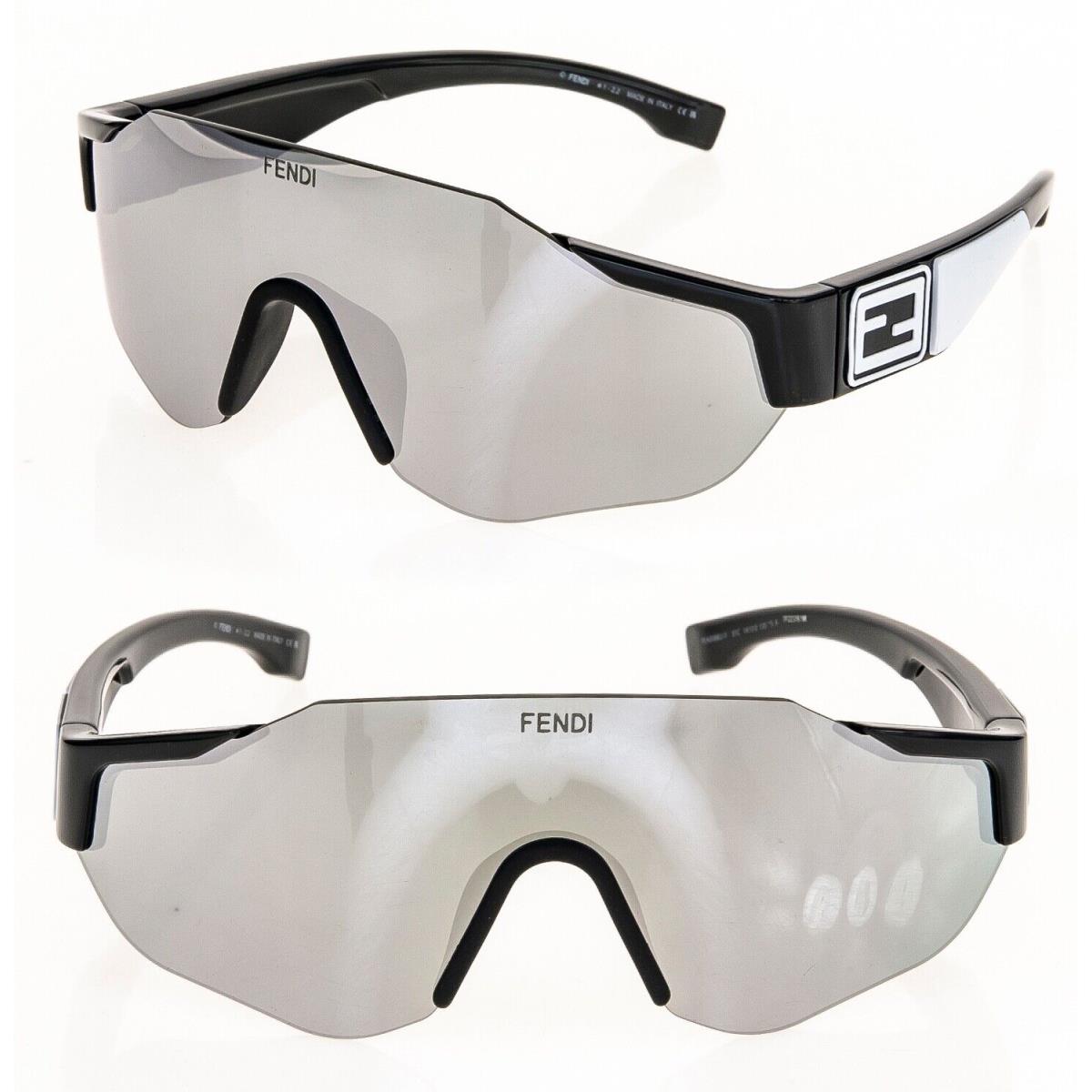 Fendi Sport Baguette 40088 Black Silver Wrap Lanyard Mask Sunglasses FE40088U-Y
