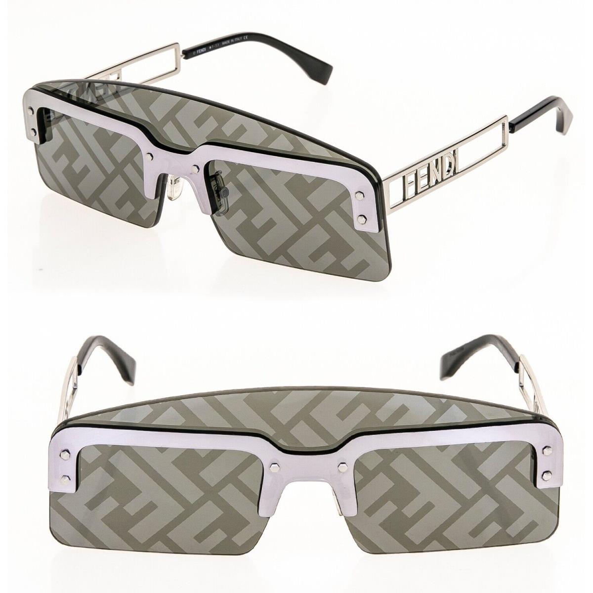 Fendi Technicolour 40023 Silver FF Mirror Print Futuristic Sunglass FE40023U