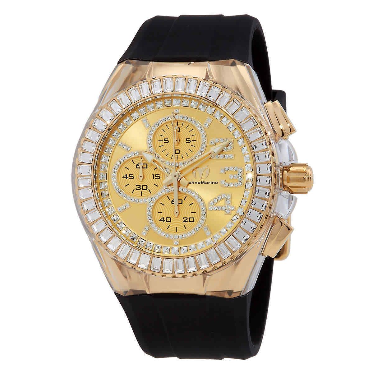 Technomarine Cruise Chronograph Quartz Crystal Gold Dial Men`s Watch TM-121013