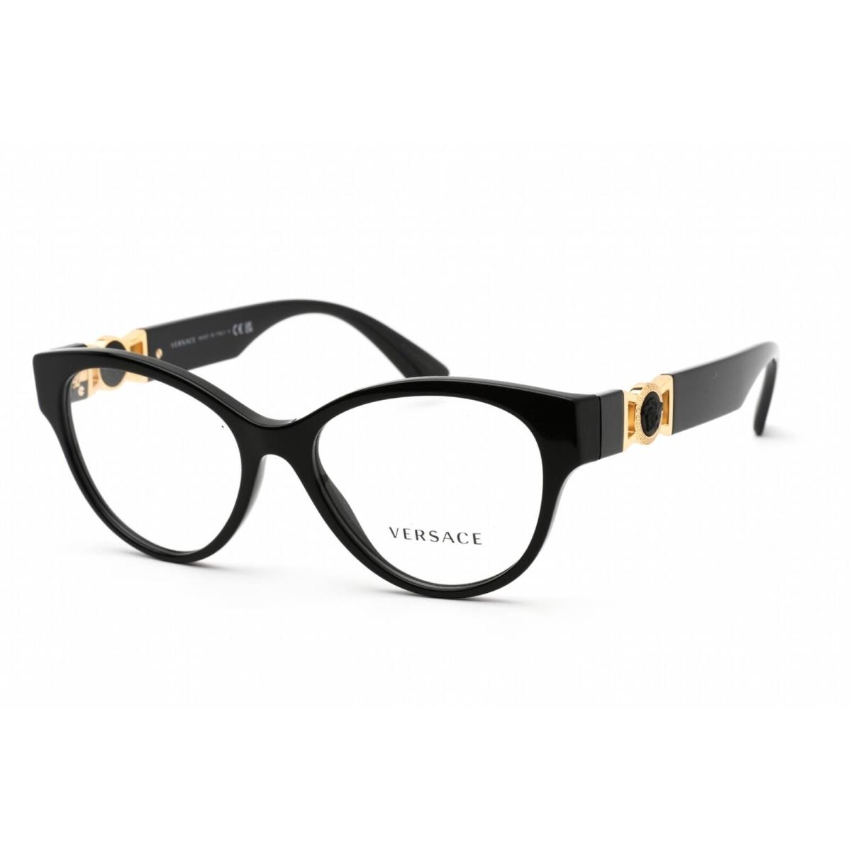 Versace Women`s Eyeglasses Clear Lens Cat Eye Black Plastic Frame 0VE3313 GB1