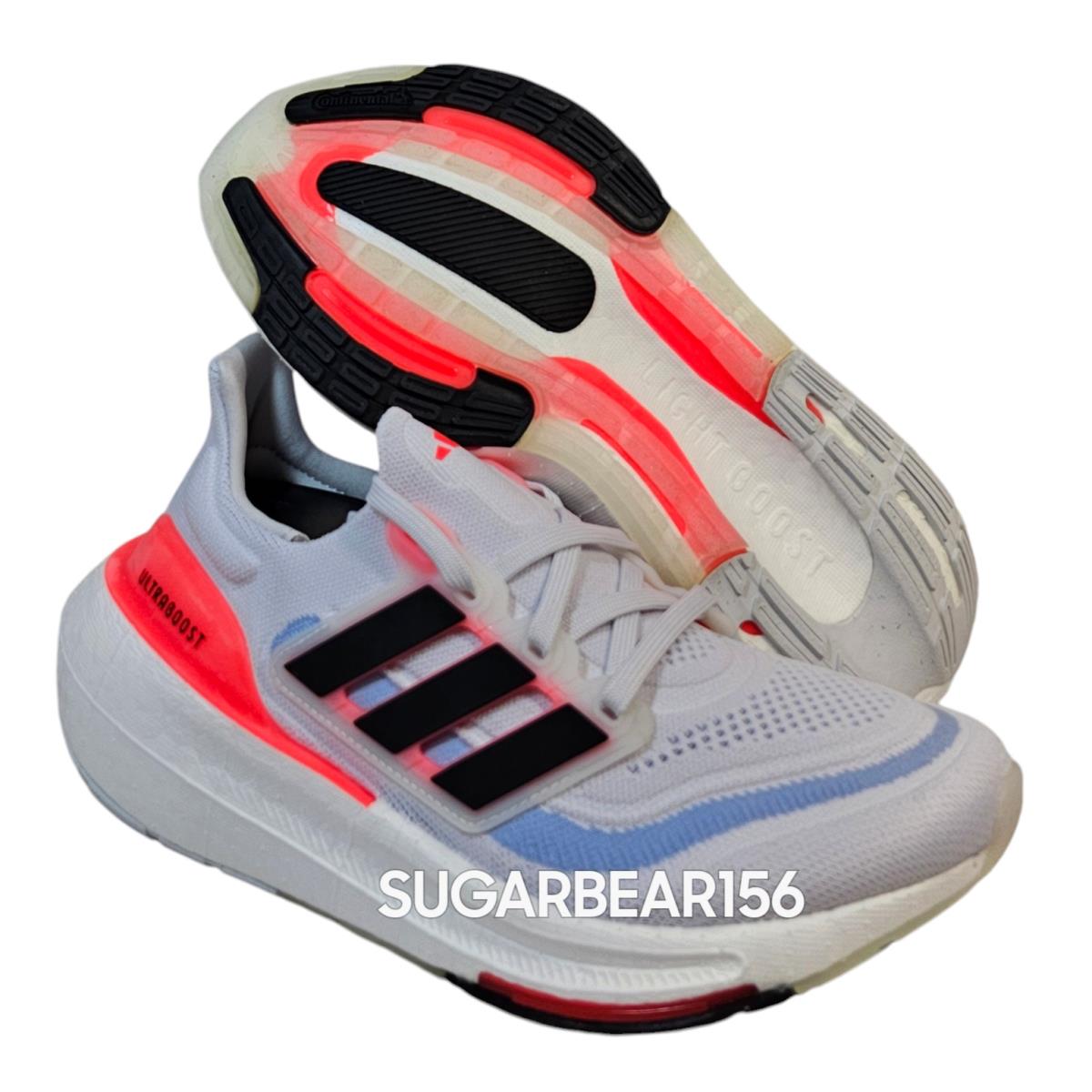 Adidas Women`s Sz 8.5 Ultraboost Light Running Shoes White Solar Red HQ6353 - White