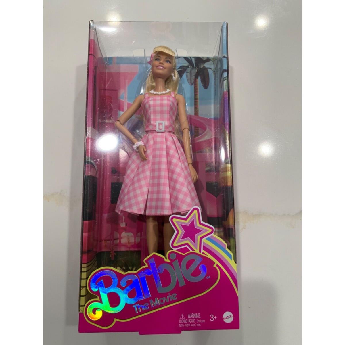 Barbie The Movie Doll 2023 Margot Robbie Pink Gingham Dress Outfit-ready TO Ship