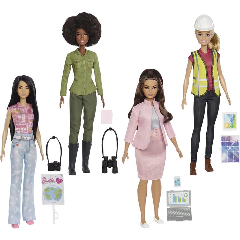 Barbie Eco-leadership Team 4 Doll Set Recycled Plastic Except Head Hair Re