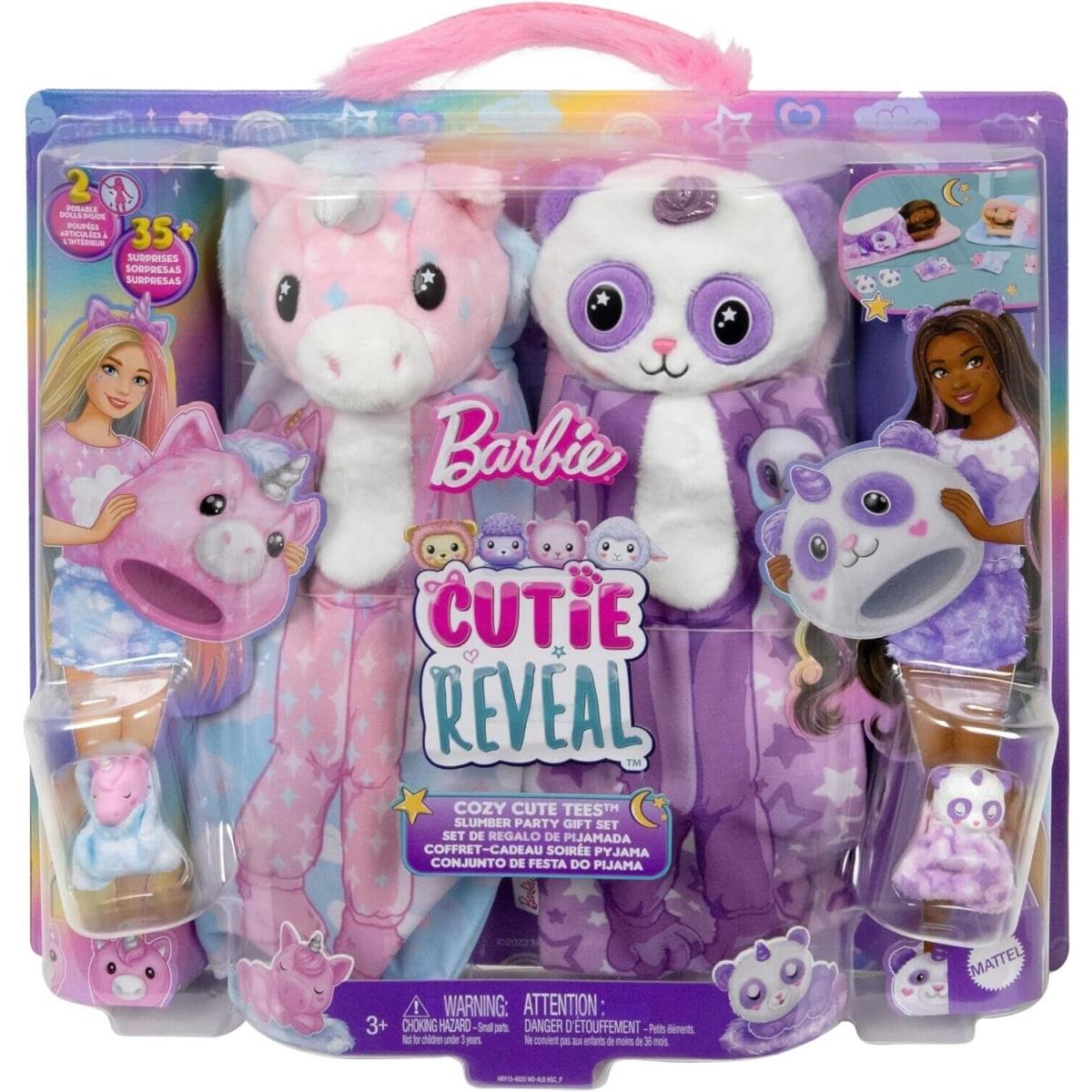 Barbie Cutie Reveal 2 Dolls Gift Set Color Change Costume Sleeping Bags
