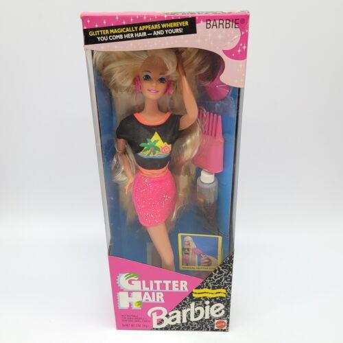 Vintage `93 Glitter Hair Barbie Super Long Hair For L.a. Looks Stylin 10965 Nrfb