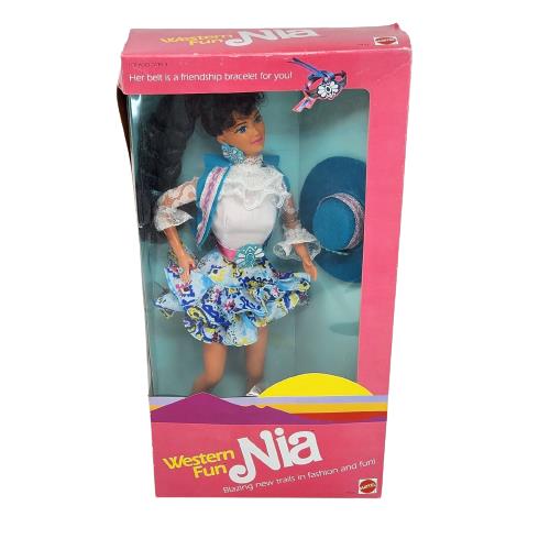 Vintage 1989 Western Fun Barbie Nia Doll Mattel 9933 Cowgirl