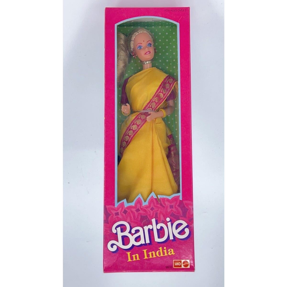 Vtg 1993 Barbie in India Leo/mattel Toys 9910 Yellow Saree Blonde