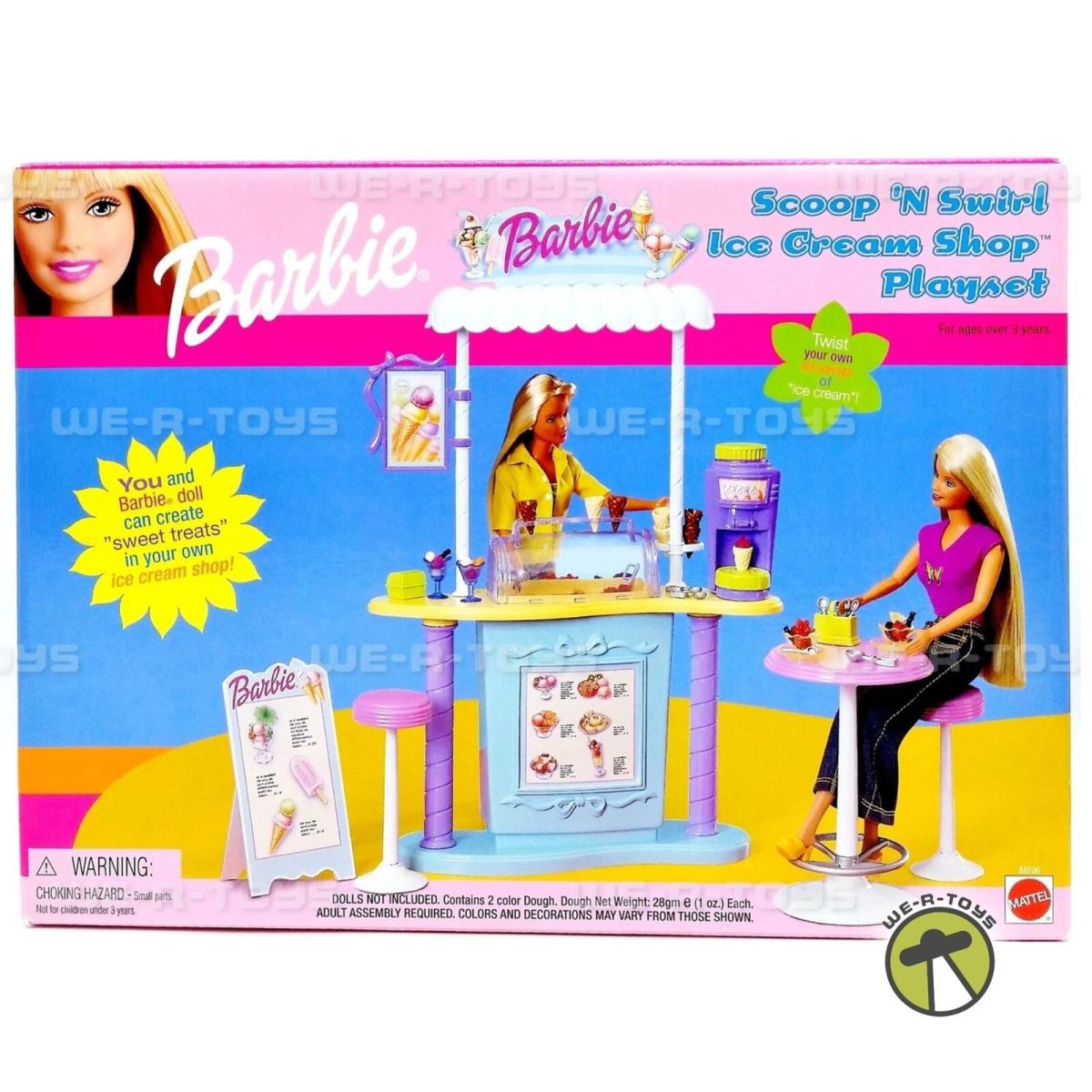 Barbie Scoop `n Swirl Ice Cream Shop Playset 2000 Mattel 88706 Nrfb