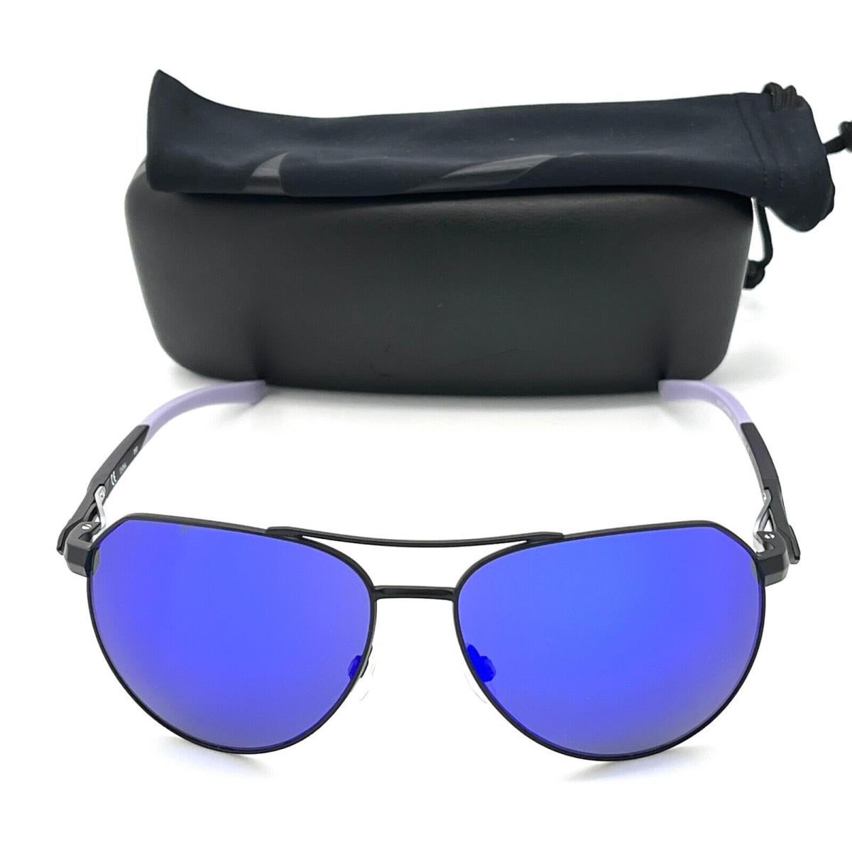 Nike Club Nine DQ0924 012 Stain Black / Blue Mirror 60mm Sunglasses