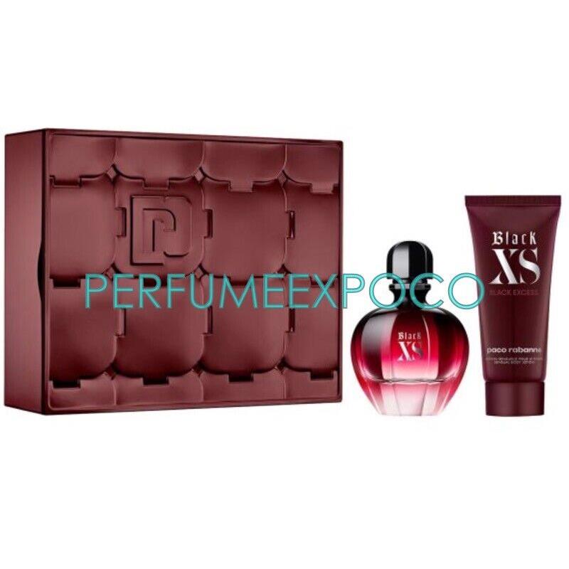 Black XS by Paco Rabanne Women Perfume 80ml-2.7oz Edp + 3.4oz Body Lotion Set