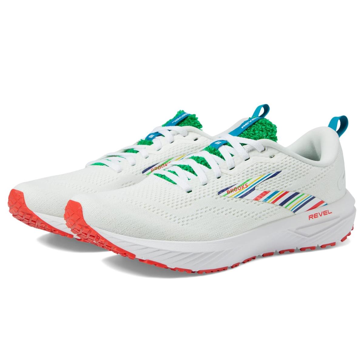 Man`s Sneakers Athletic Shoes Brooks Revel 6 White/Green/Red