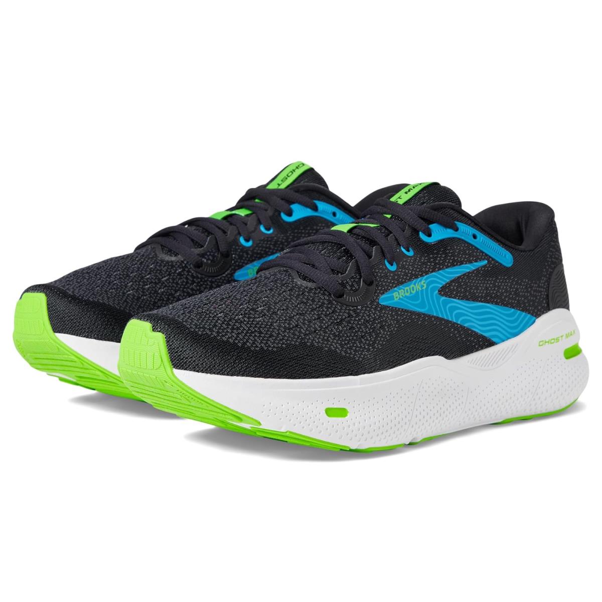 Man`s Sneakers Athletic Shoes Brooks Ghost Max Black/Atomic Blue/Jasmine