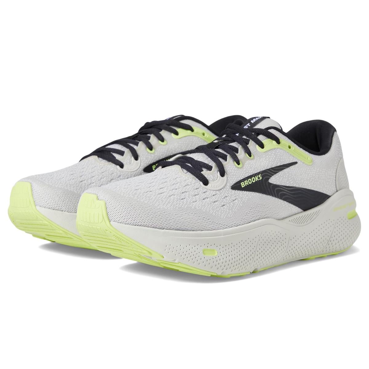 Man`s Sneakers Athletic Shoes Brooks Ghost Max Grey/Black/Sharp Green