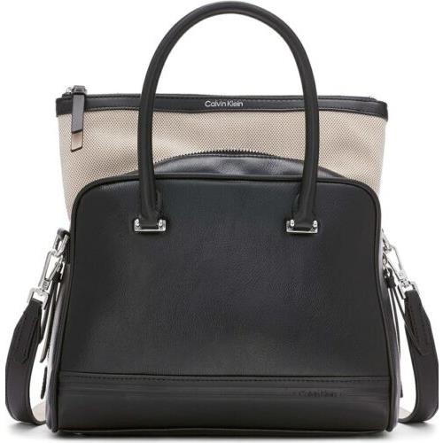 Calvin Klein Malachite Organizational Bag Mini Satchel Crossbody Black/silver