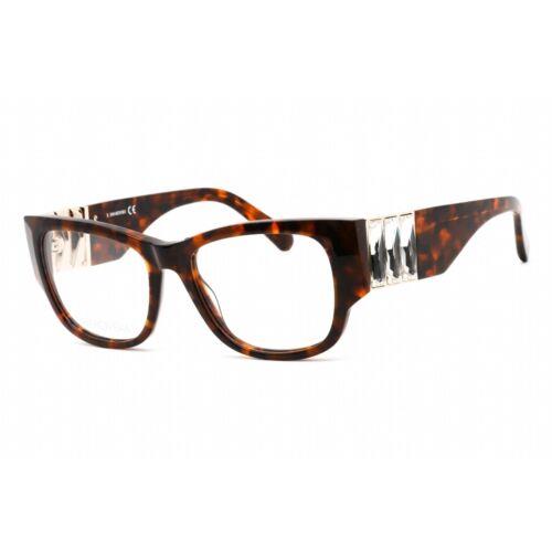 Swarovski Men`s Eyeglasses Full Rim Rectangular Dark Havana Frame SK5473 052
