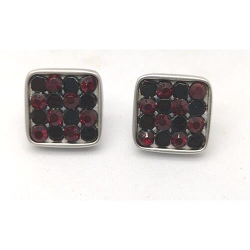 Stunning Swarovski Black Cranberry Crystal Square Stud Earrings Jewelry Swan