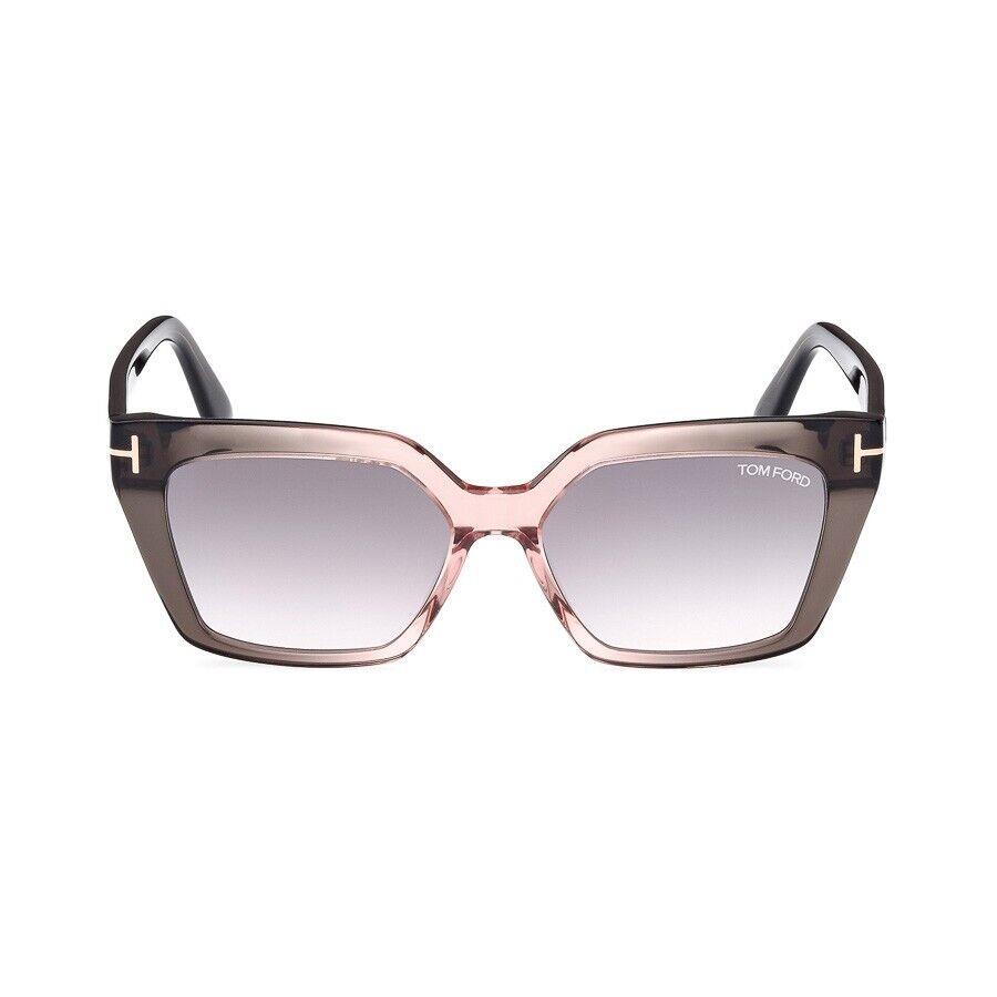 Tom Ford FT1030 20G Beige Crystal Grey Shaded Acetate Sunglasses 53 mm